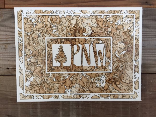 PNW Mo<em></em>nogram - Pacific Northwest, Coffee on Canvas