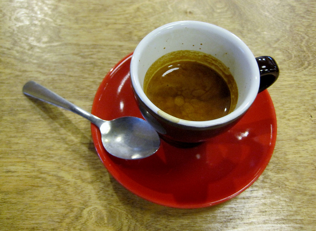 espresso red saucer