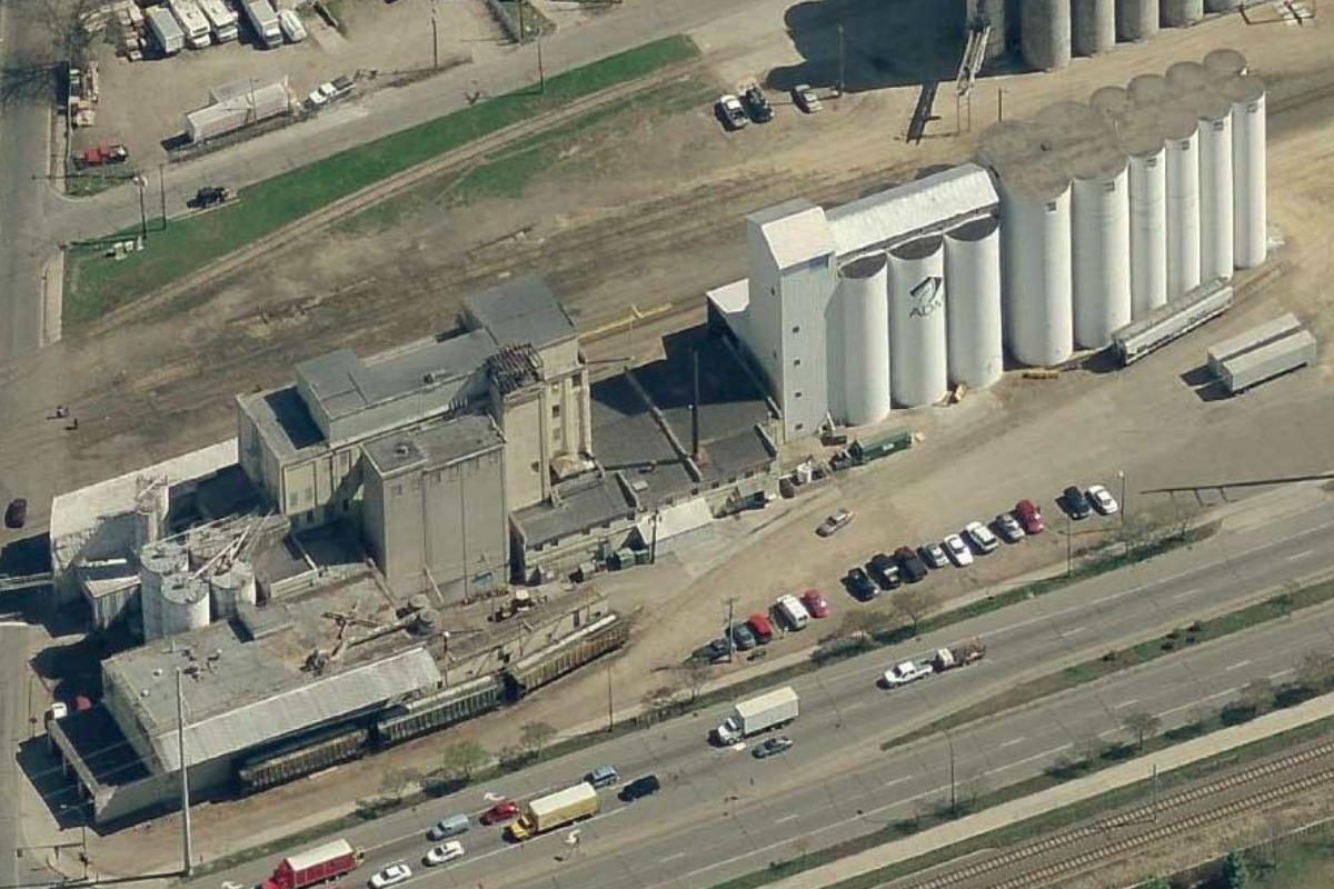 ADM Nokomis mill in Minneapolis with caption