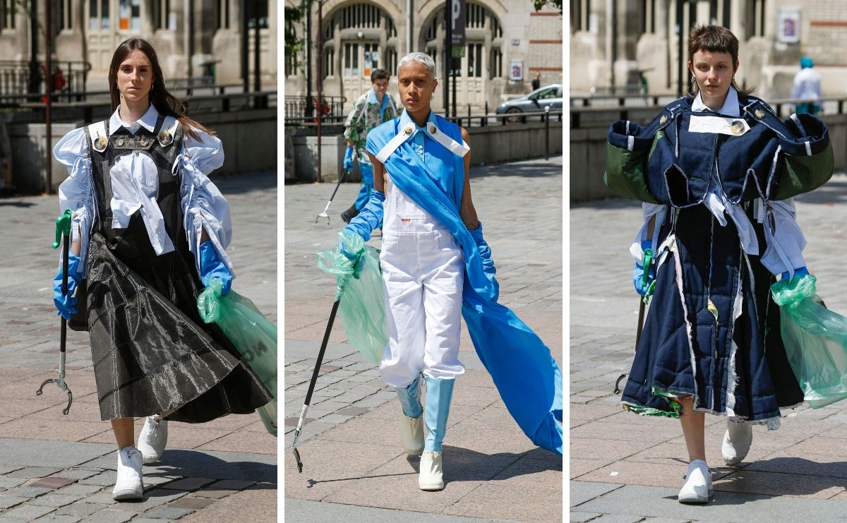 Schueller de Waal cleans the streets during couture week