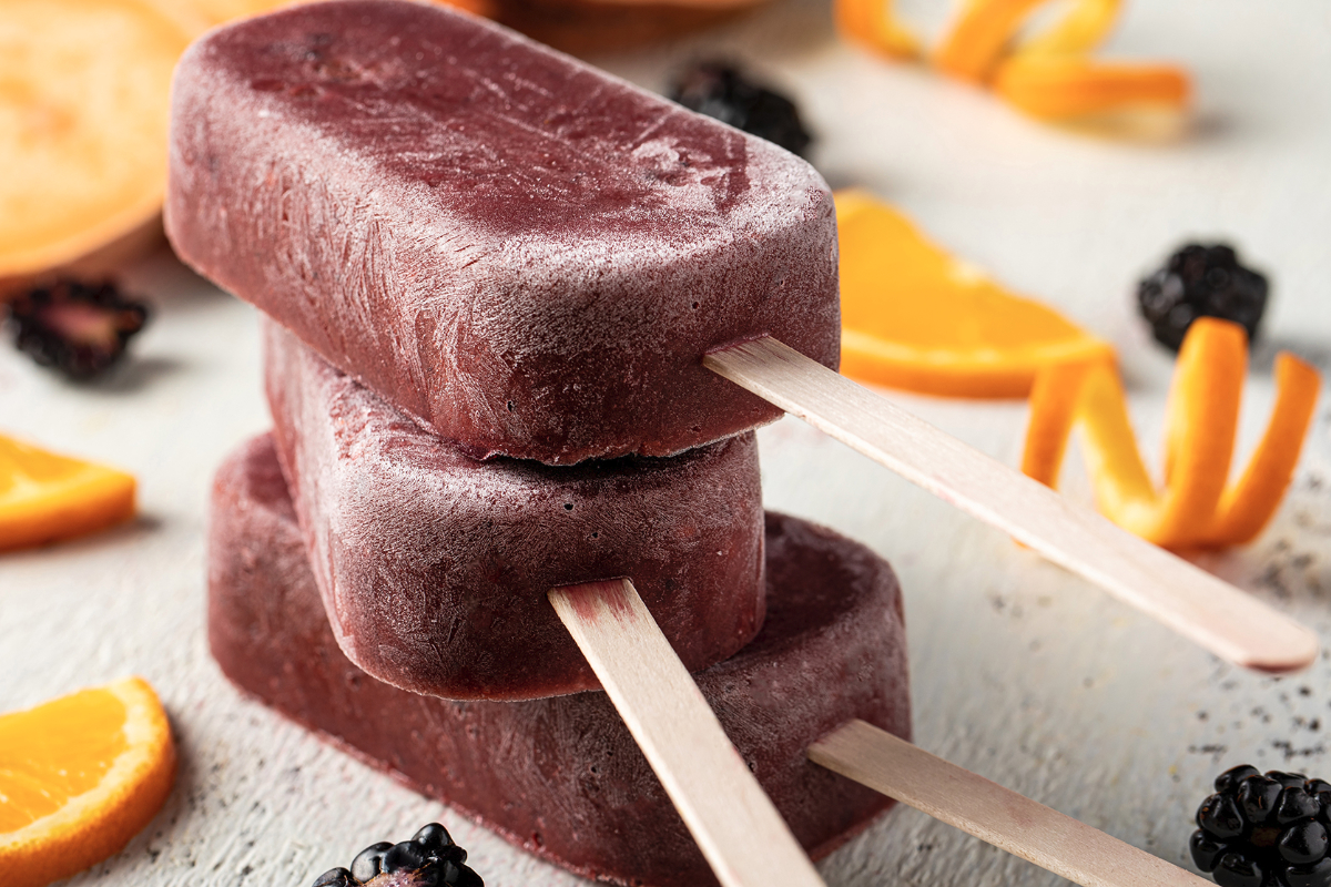 Blackberry sweet potato ice pops