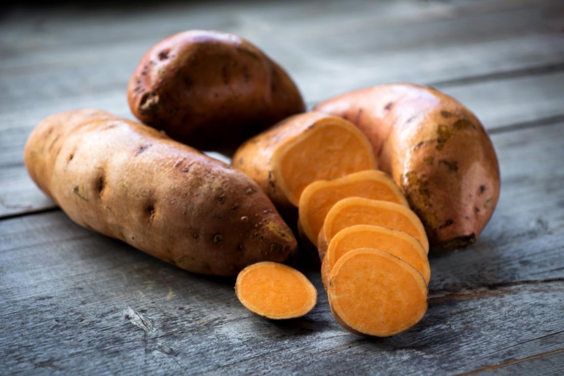 sweet potatoes on a table.