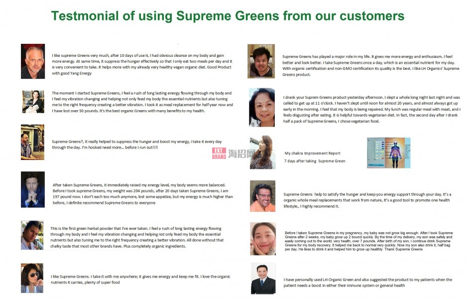 Testmonial of using Supreme Greens from customers samll